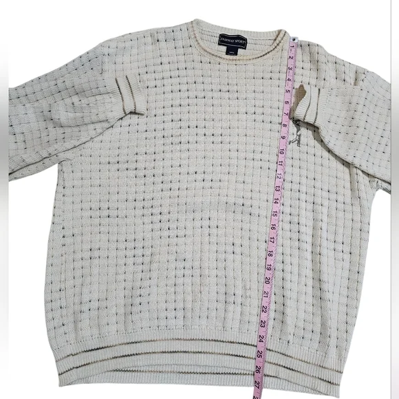 VTG Fairway Sport Golf Sweater Mens Large Cream Knit 100% Cotton USA Classic - Picture 6 of 7